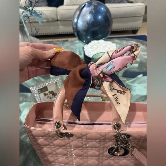 Authentic Christian Dior Lady Dior Large Top Handle Bag
 in Pink Retails at$6500 - Picture 13 of 15